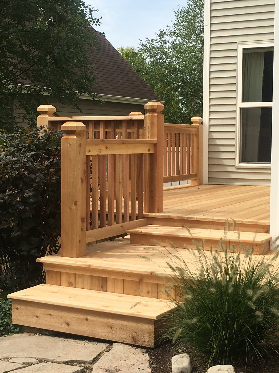 Cedar deck with railing