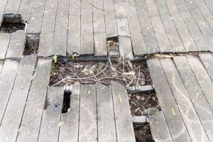 Dilapidated outdoor deck thanks to poor maintenance